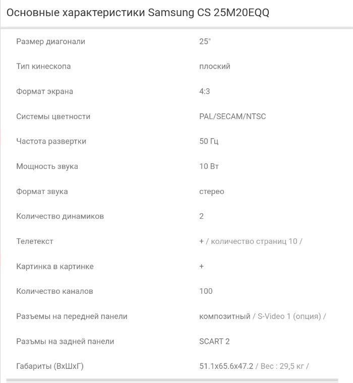 Телевизор плоский Samsung CS-25M20EQQ б/у