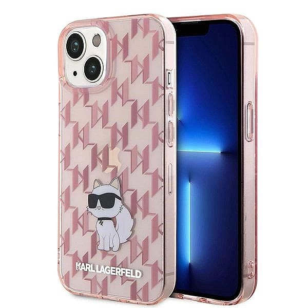 Etui Karl Lagerfeld Monogram Choupette na iPhone 15 - różowe