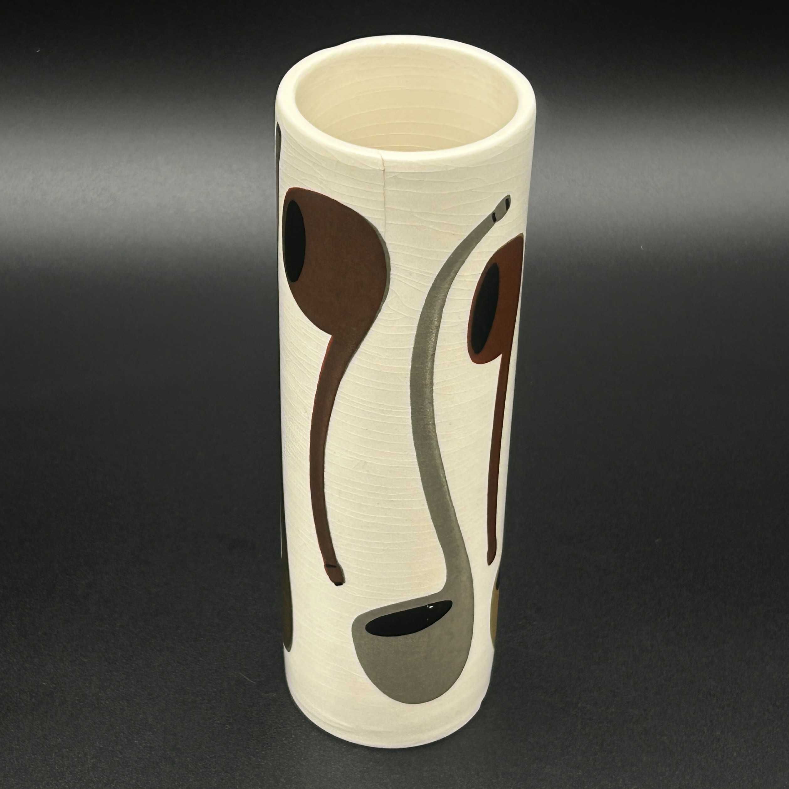 Ceramiczny wazon-wazonik z motywem fajkowym. Lata 60 ubiegłego wieku