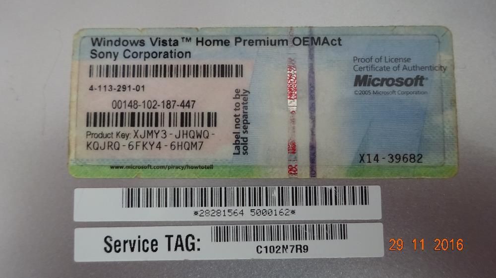 Potátil Sony Vaio Windows Vista