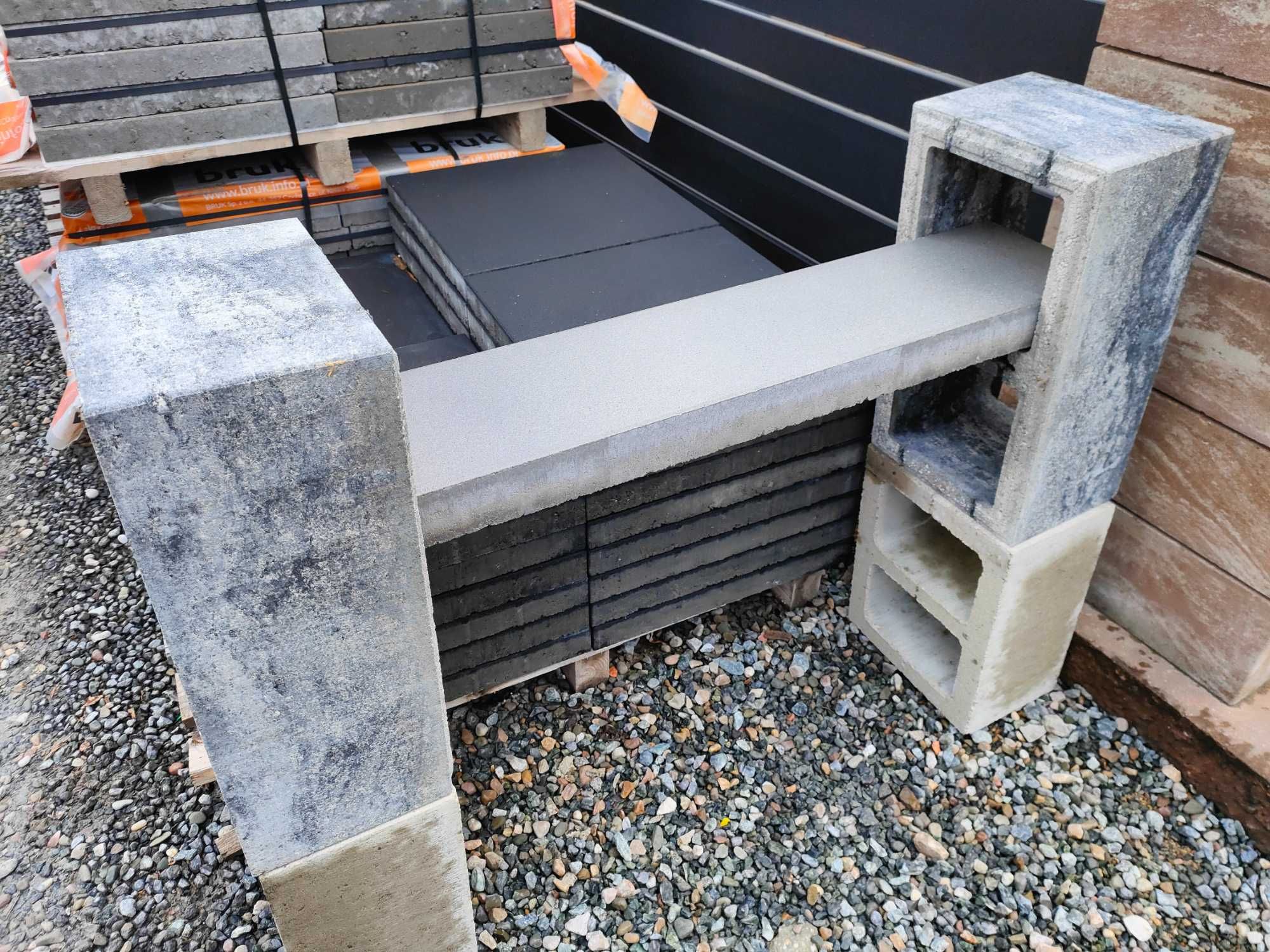 Taboret ławka siedzisko pustak beton ogrodzenie płyta tarasowa ogród