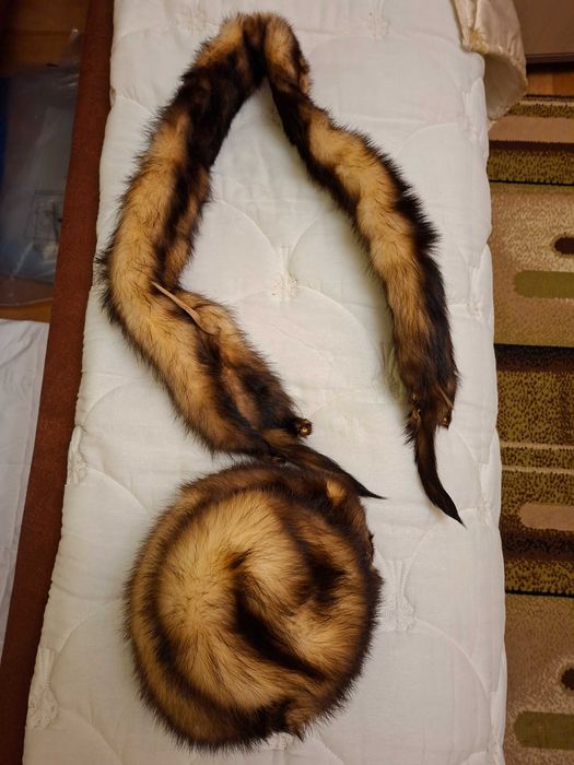 Czapka damska i kołnierz naturalne