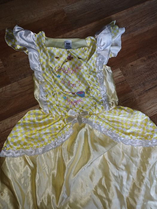 Złotowłosa przebranie 122 128 żółta sukienka bal 7 8