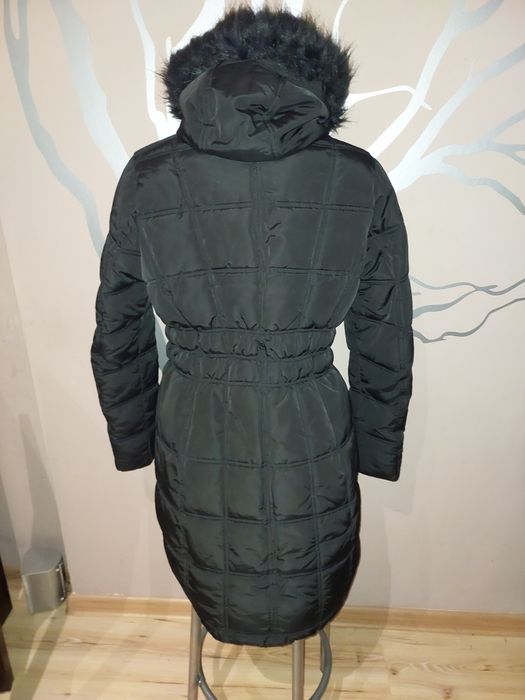 Długa, cieplana, pikowana kurtka