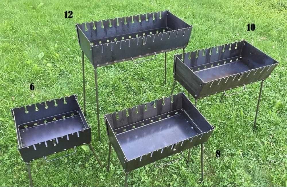 Мангал 3️⃣мм на 12 шампуров + 12 шампуров дерев. ручка‼️ Ассортимент