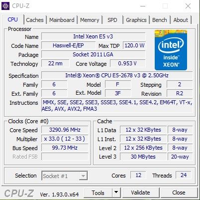 Процессор E5 2678v3 2678 v3 12 ядер/24 потока 2011-3 2011v3