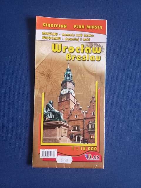 Stary plan miasta Wrocław - nazwy polskie i niemieckie - unikat