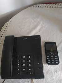 Telefone fixo e telemóvel usados em ótimo estado