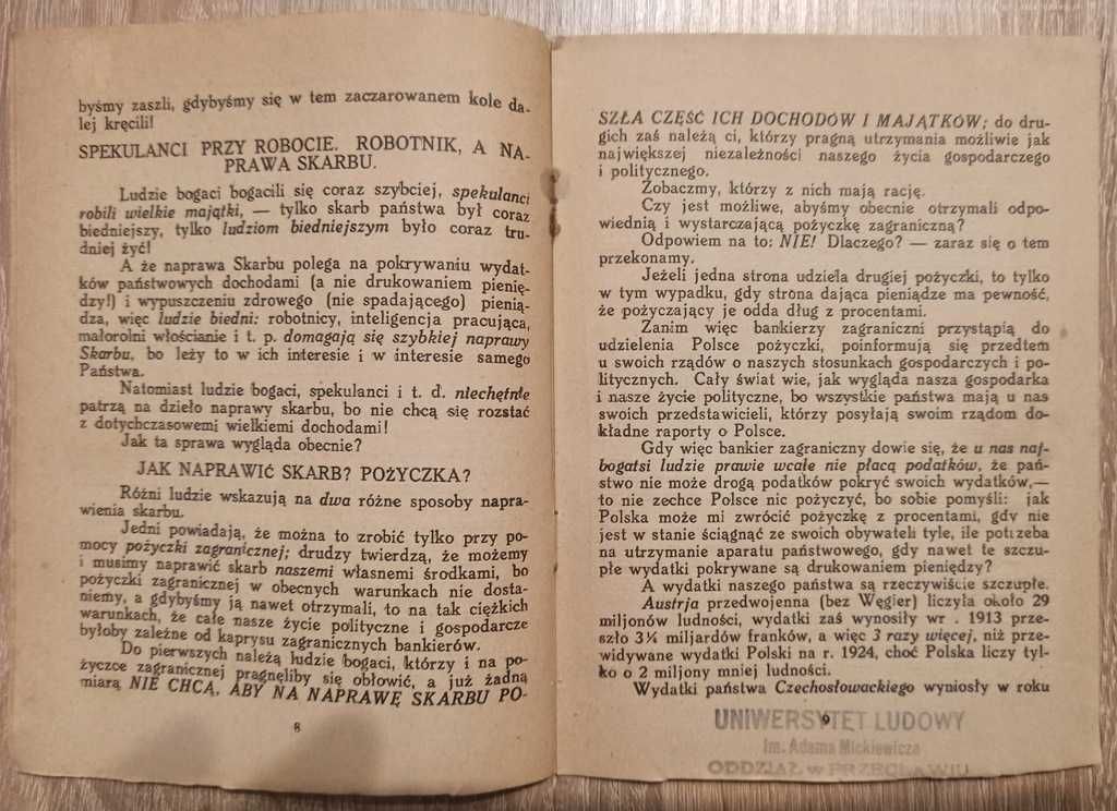 Naprawa Skarbu Rzeczypospolitej 1924 Antoni Pączek