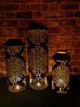 Czarny ażurowy lampion metalowy  50cm