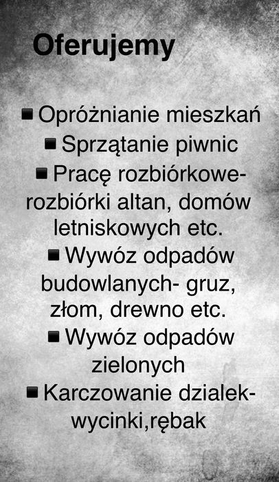 Opróżnianie mieszkań, piwnic, strychów, wywóz gruzu