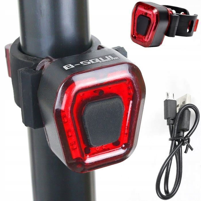 Lampka rowerowa LED 100lm IPX4 tył tylna USB sztyca pod siodełko