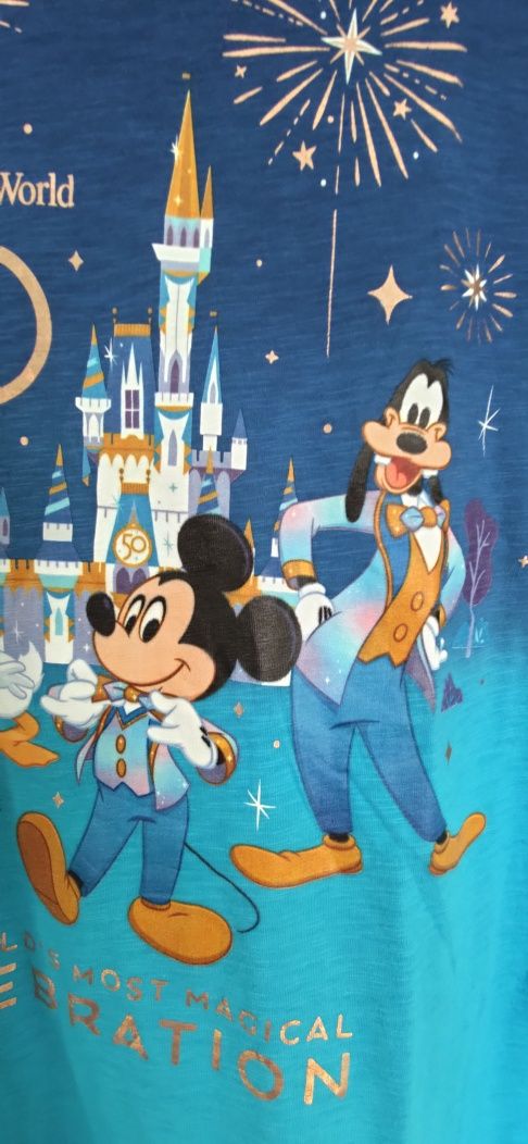 Koszulka Walt Disney World na 50 lecie Disney z bawełny 2yK tur,nieb