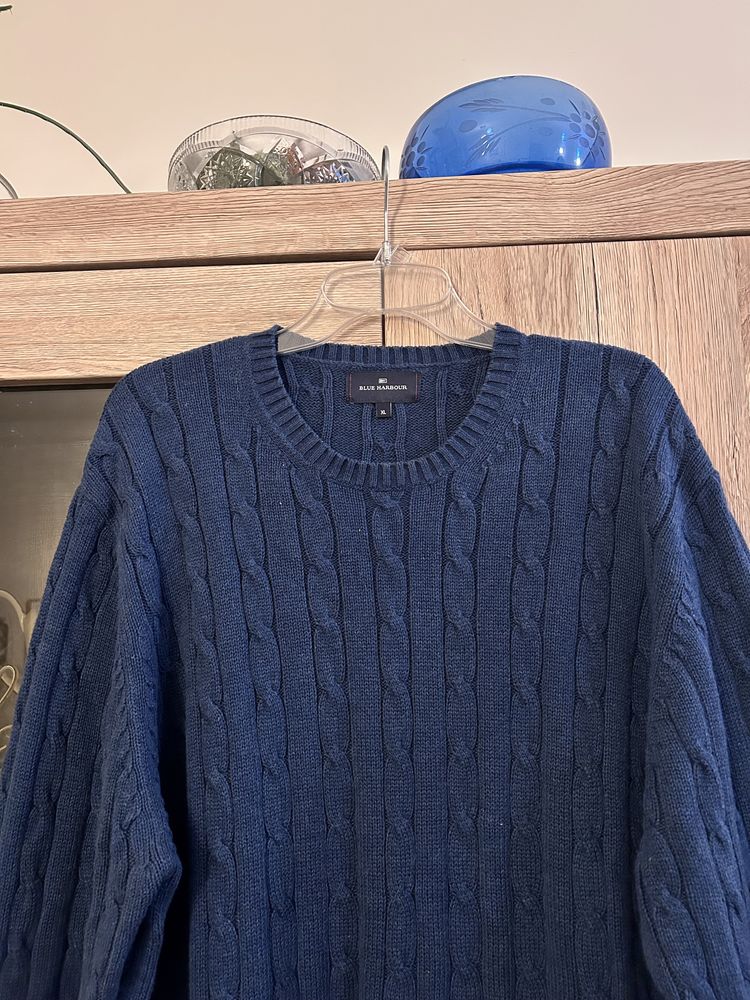 Granatowy sweter męski w warkocze rozmiar XL
