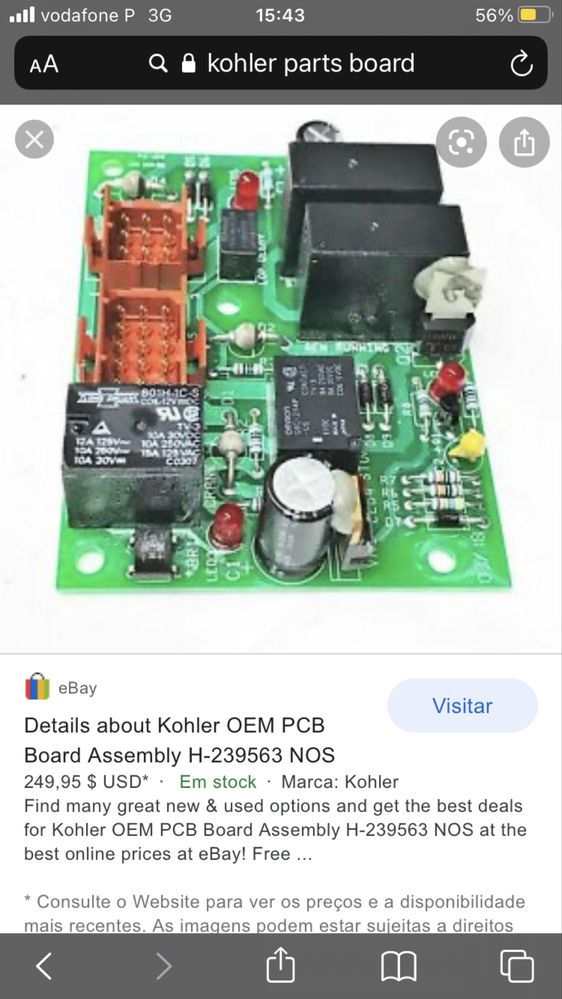 Placa controladora de  reles gerador kohler H-239563