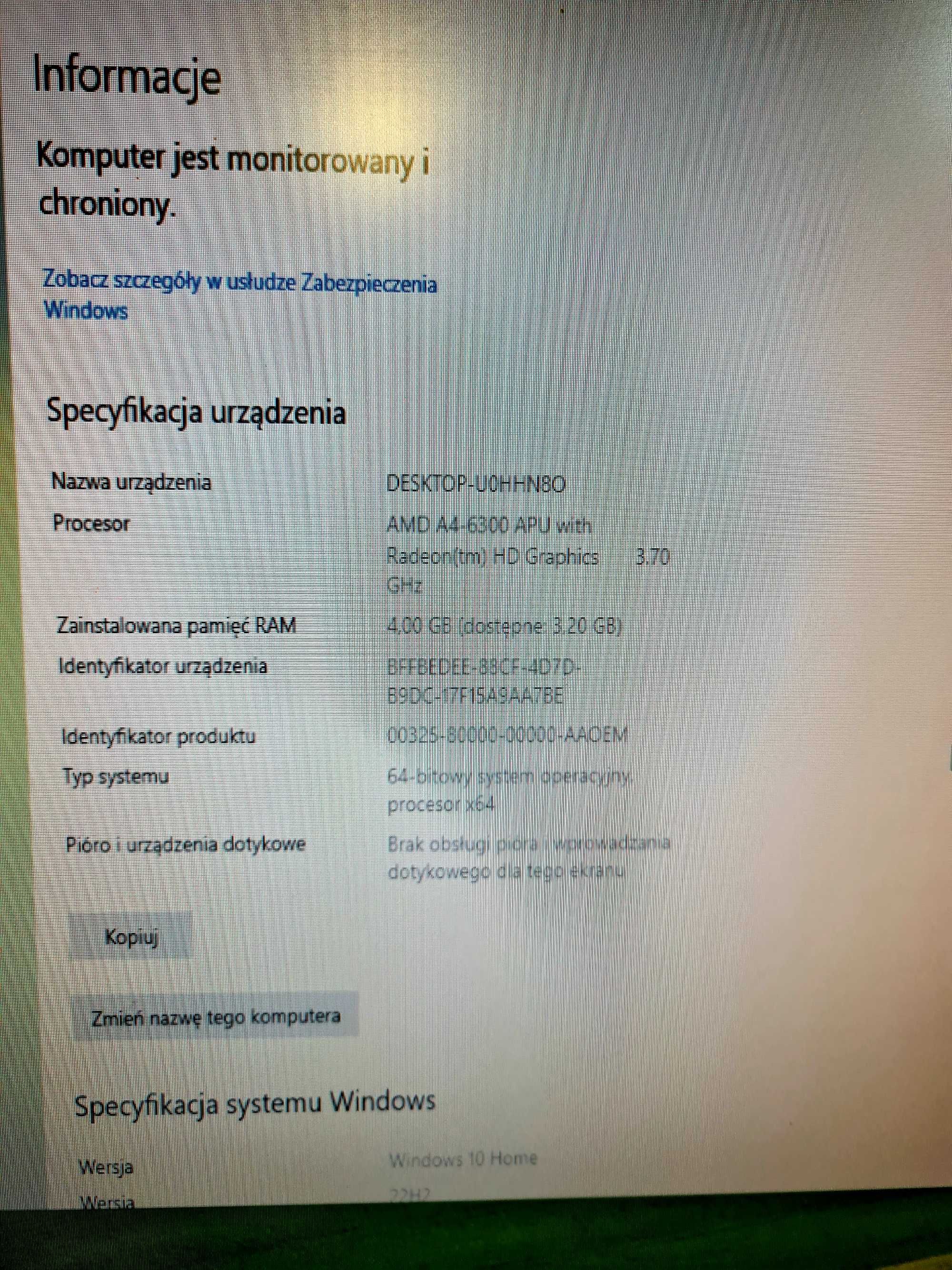 Komputer stacjonarny Win10 Home SSD