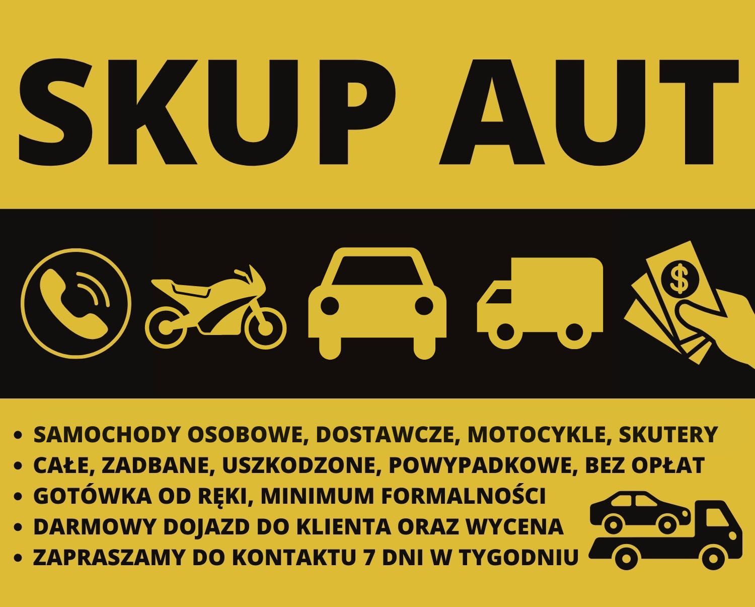 SKUP AUT / MOTOCYKLI / SKUTERÓW - Każdy stan! Realna wycena! GOTÓWKA!