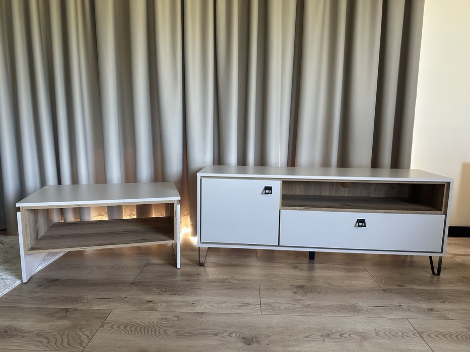 Zestaw mebli RTV – szafka TV + stolik kawowy, nowoczesny design