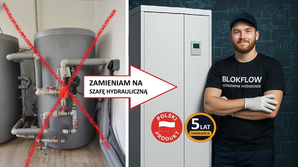 SZAFA HYDRAULICZNA Kotłownia Zbiornik kombinowany Pompa HISENSE 8 kW