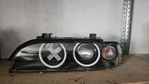 Reflektory BMW E39 -Ringi Cotton-Komplet Prawa Lewa-Black Hella-BI-LED