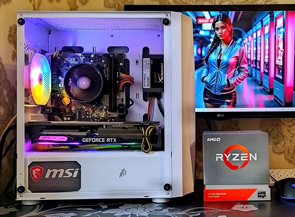 PC RTX2070/ Ryzen 5 5500/ B450/16gb HyperX s-AM4 игровой компьютер