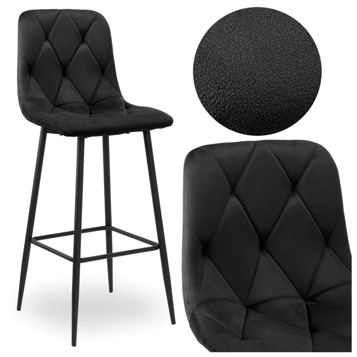 Krzesło barowe KINGSTON czarne VELVET