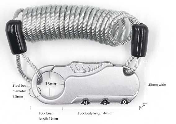 Кодовый замок тросик для мото шлема/велосипеда рюкзака багажа вело