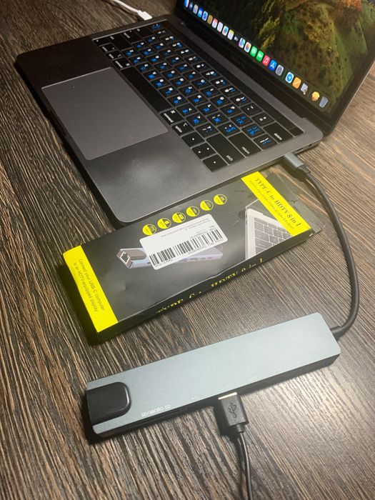 Мультипортова док-станція Hub Type C - HDMI RJ-45 TF 2xUSB 8в1