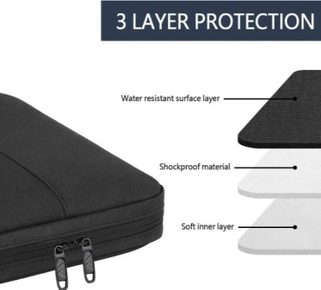 torba pokrowiec z uchwytem na laptop 15,6" wodoodporny czarny