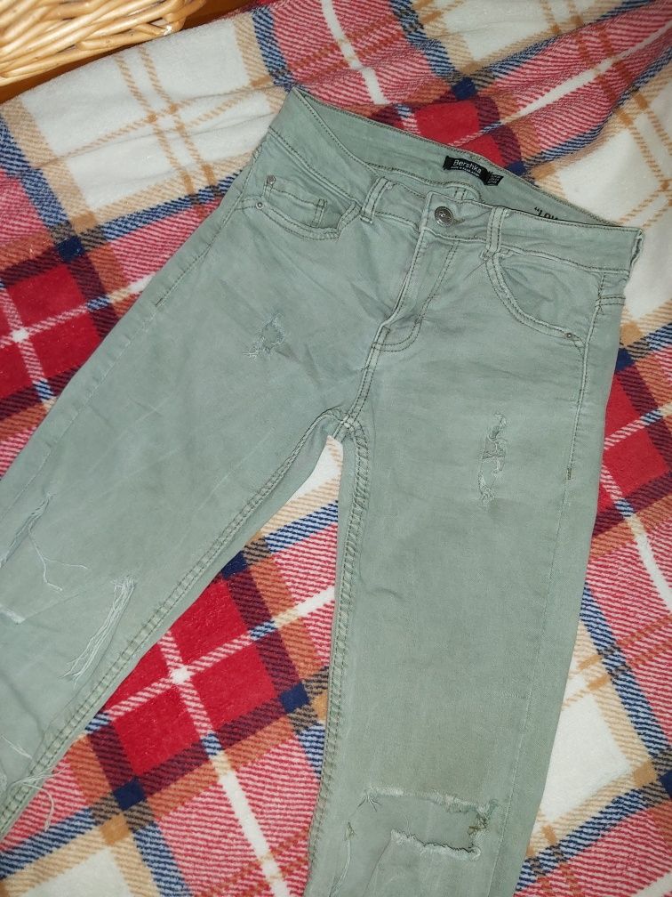 Calças de ganga justas bershka verde pistacho/verde água