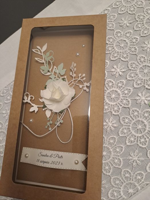 Kartka boho  w pudelku z okazji ślubu