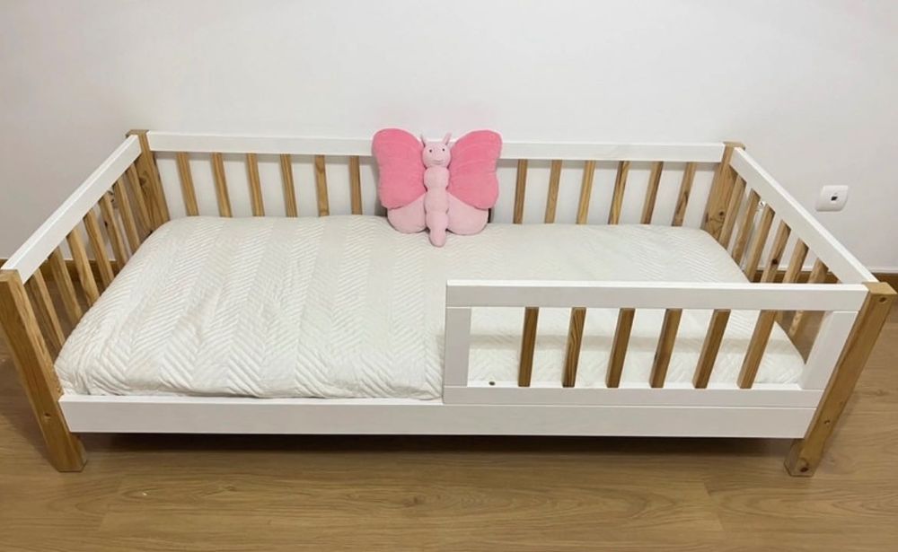Cama montessori + colchão + protetor de colchão