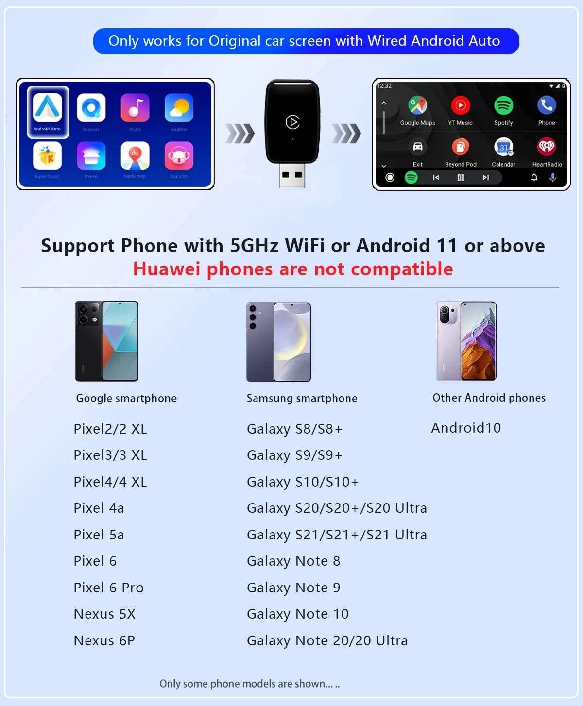 Адаптер беспроводной адаптер Carplay Android Auto Smart Dongle Plug an