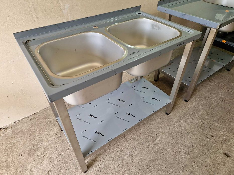 MEBLE GASTRONOMICZNE! Zlew 2 komorowy z półką Stół ze zlewem 3 lata GW