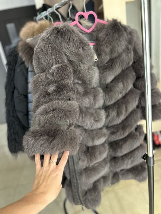 Меховая шуба песец шубка писец песцовая жилетка полушубок трансформер