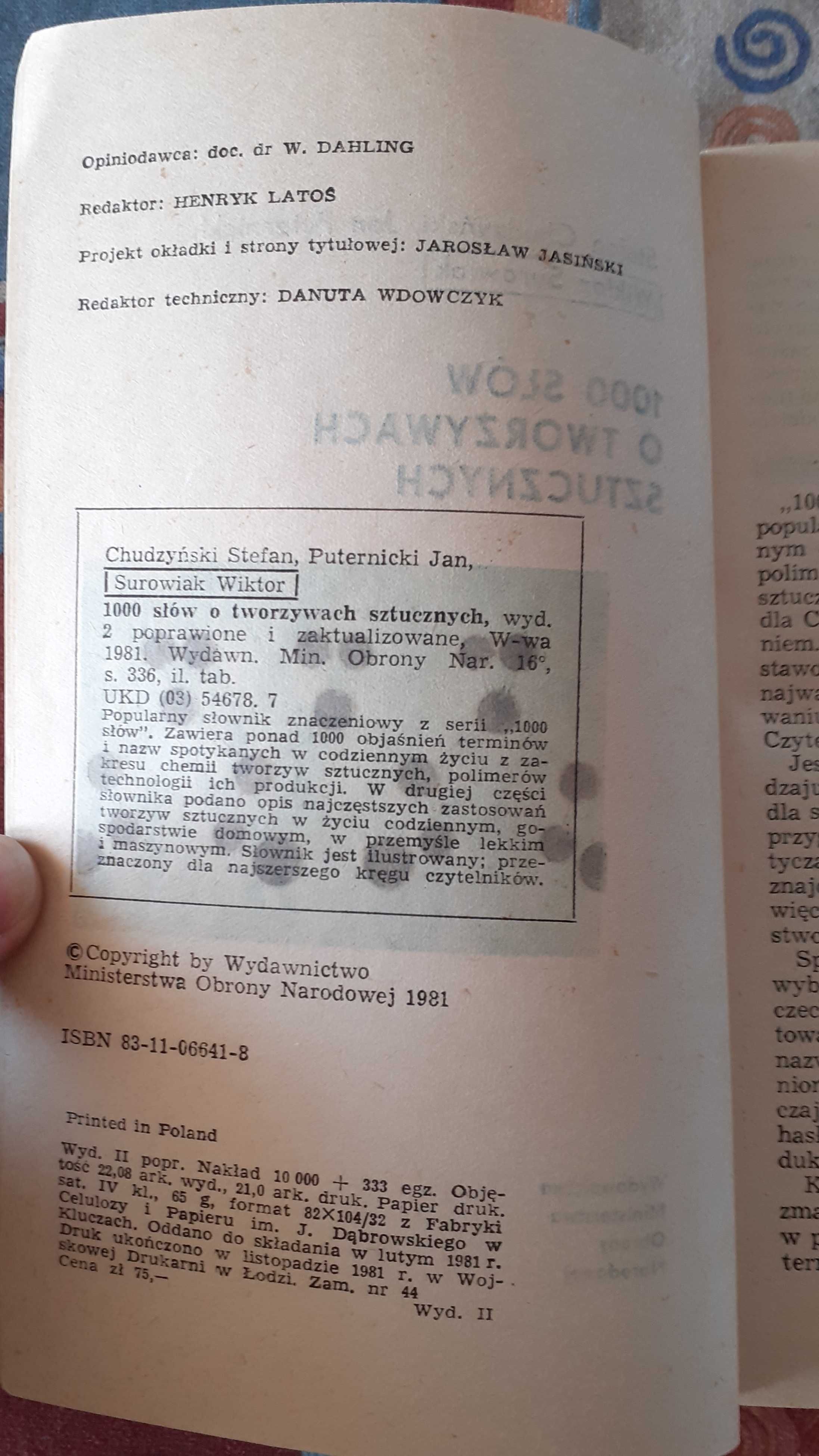1000 słów o tworzywach sztucznych - Chudzyński, Puternicki, Surowiak