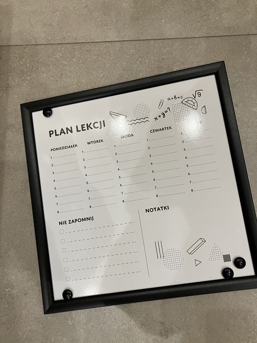 Tablica magnetyczna plan lekcji 40x40cm