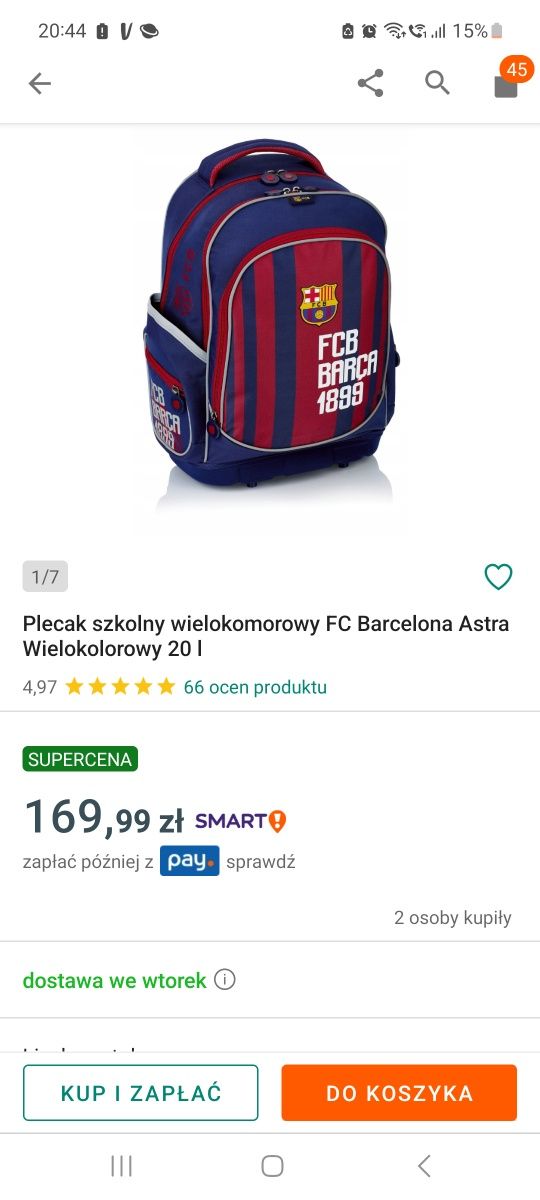 Plecak szkolny FC Barcelona