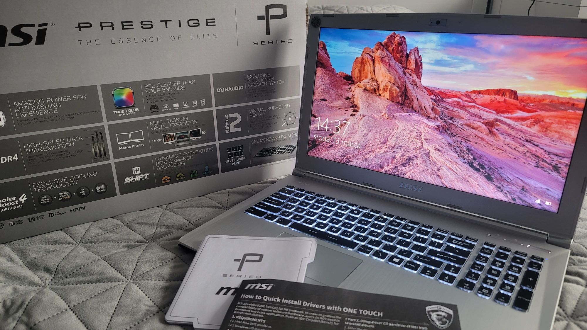 Laptop MSI Seria Prestige PL60 i7 16GB GTX 1050 2GB OKAZJA