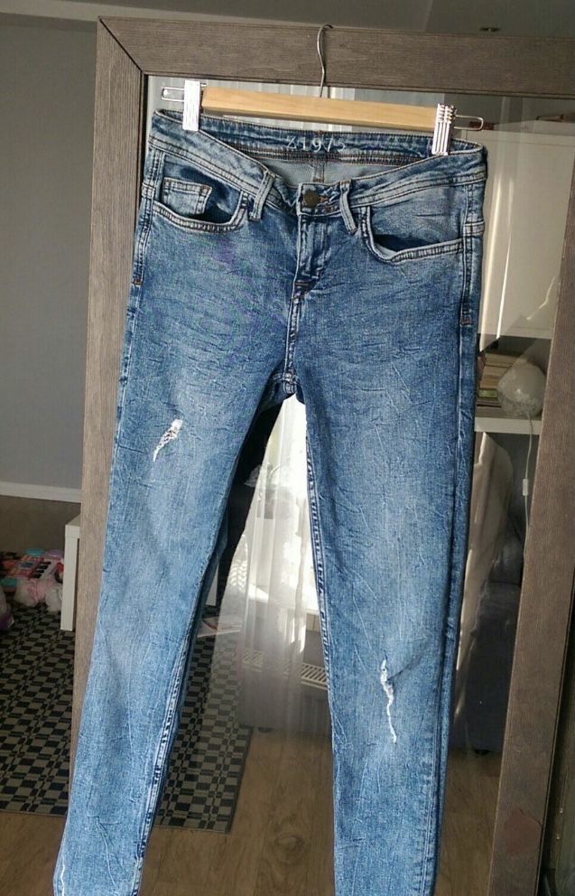 Jeansy spodnie dżinsowe denim z przetarciami skinny Zara 36 S