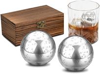 Kostki Metalowe do Whisky Zamiast Lodu z Drewnianym Pudełkiem 2 szt.