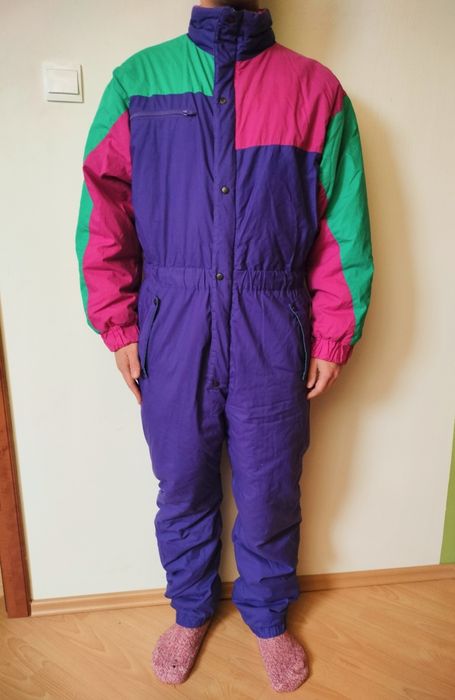 Vintage kolorowy kombinezon narciarski r. L