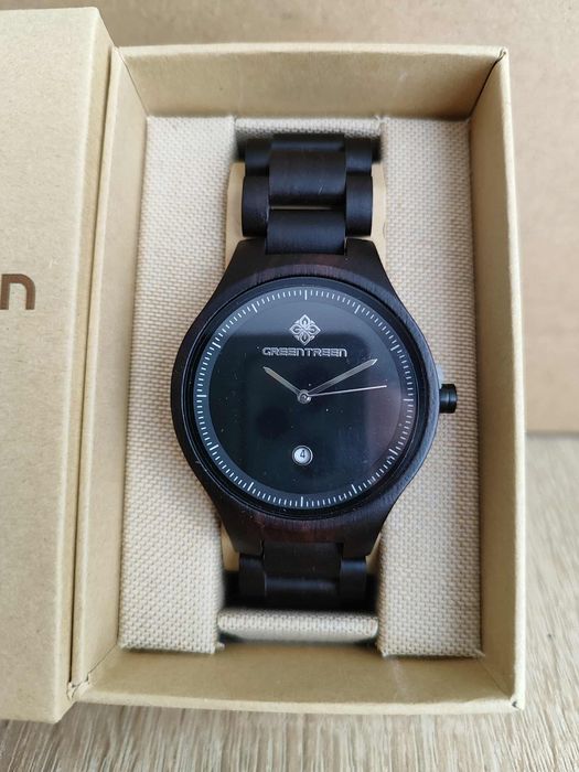 Zegarek męski analogowy drewniany kolor czarny