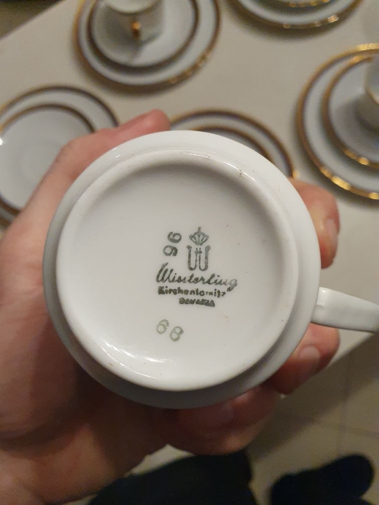 Porcelana Winterling, zestaw kawowy, pięknie pozłacany