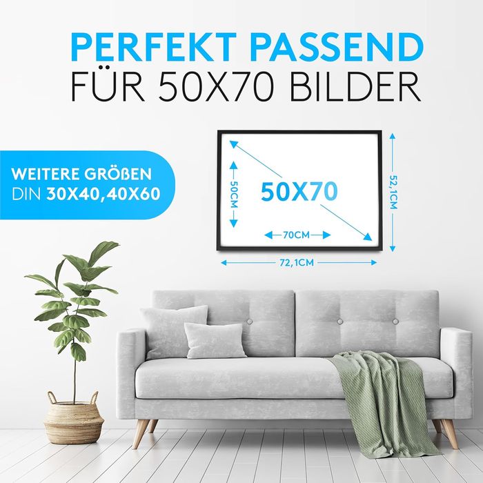 Zestaw 2 Ramek 50 x 70 cm Drewno Czarna