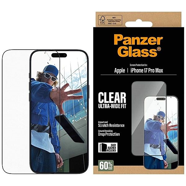 Szkło hartowane PanzerGlass Ultra-Wide Fit EasyAligner na iPhone 17 Pr