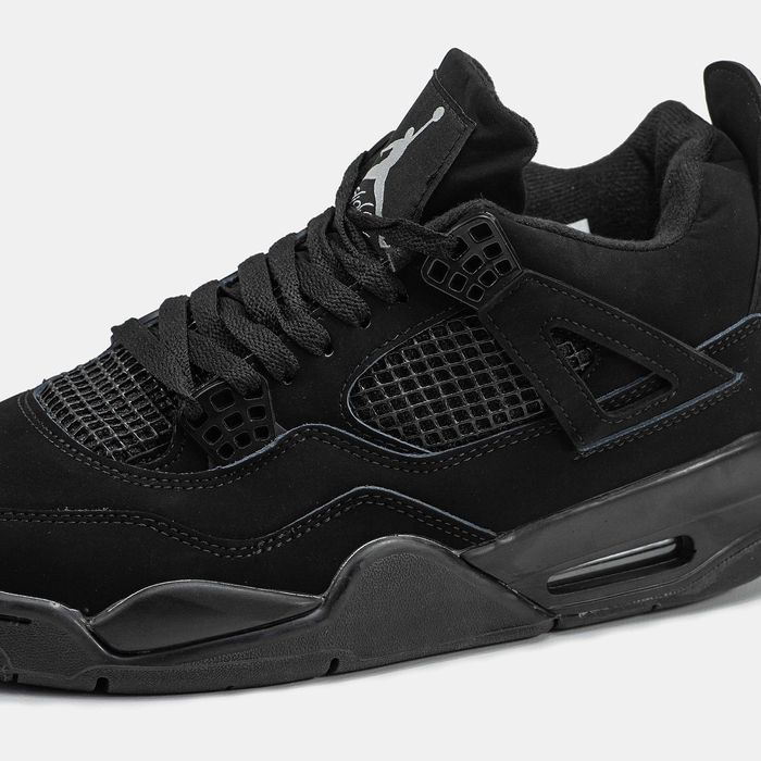 Мужские кроссовки Nike Air Jordan 4 Cat Full Black. Размеры 40-46