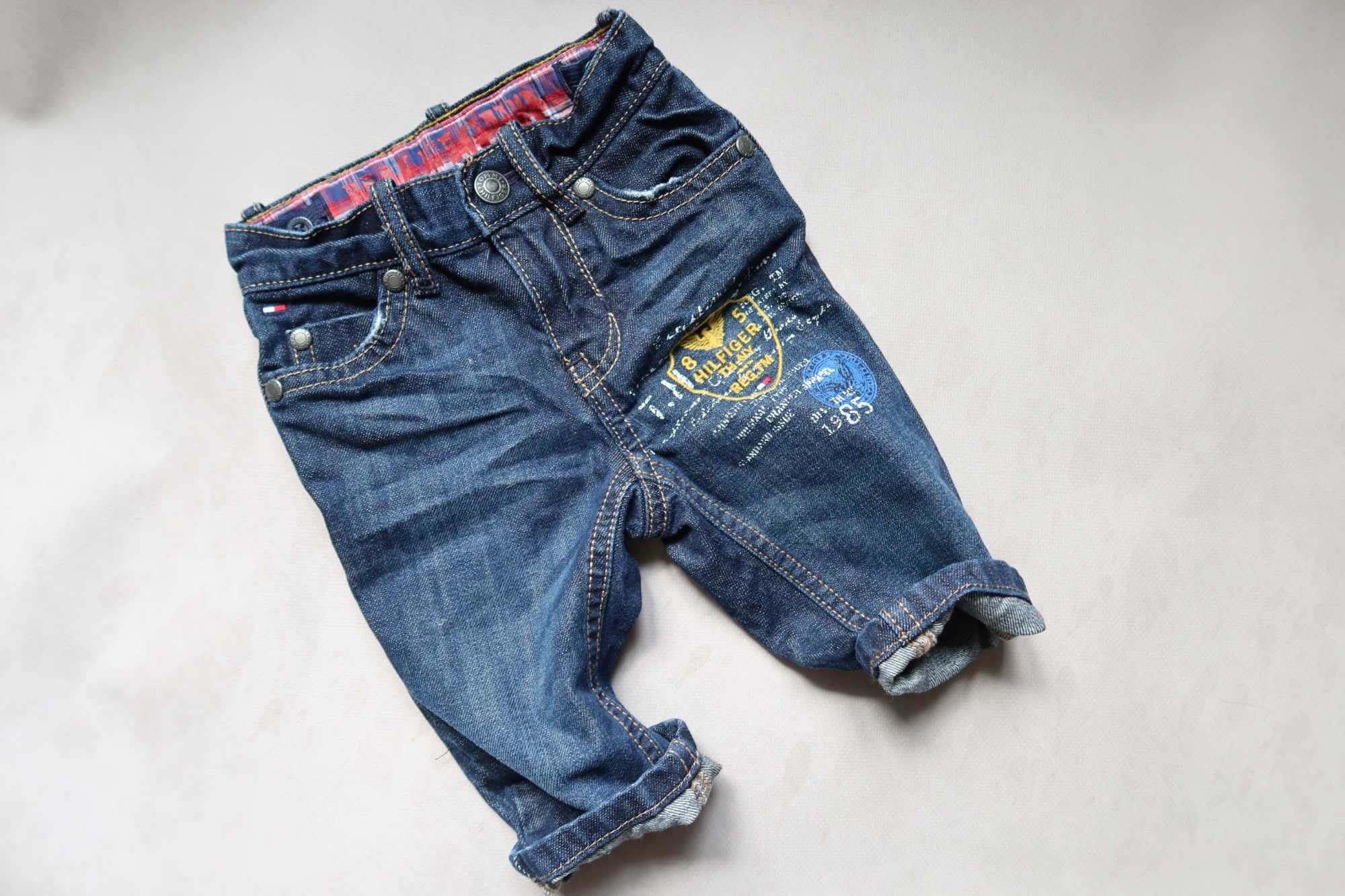 Spodnie 68 TOMMY HILFIGER dżinsy jeansy granatowe pierwsze dżinsy