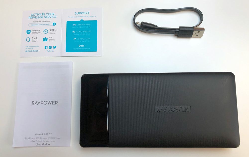 Павербанк Америка RAVPower 18W 20000 mAh QC 3.0 PD Power Bank