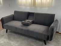 Sofá-cama cinzento - com suporte para copos - envio grátis